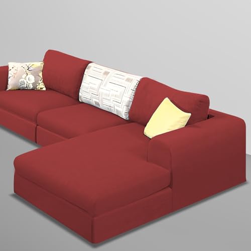 Image of Koza RHS 4 Seater L Shape Sofa Set for Living Room (Maroon Fabric) Premium Fabric Sofa