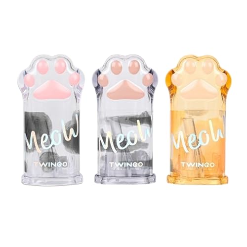 BSITSSS 3 Pièces Taille Crayon, Adorables Pattes de Chat Taille Crayon Manuel, 3 Couleurs Pencil Sharpener Avec Espace de Rangement pour École Famille Fournitures de...