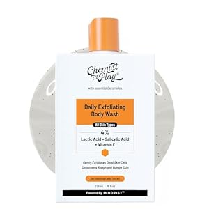 Chemist at Play Body Wash Exfoliating for Dry Rough Bumpy Strawberry Skin with 1% Salicylic Acid 2% Lactic Acid and Ceramides for Men and Women | 236 ml