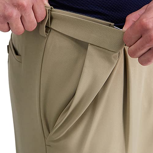 Haggar Men's Cool 18 Pro Classic Fit Pleat Front Hidden Expandable Waist Pant-Regular And Big & Tall Sizes, Tan, 40W X 30L #TOP3