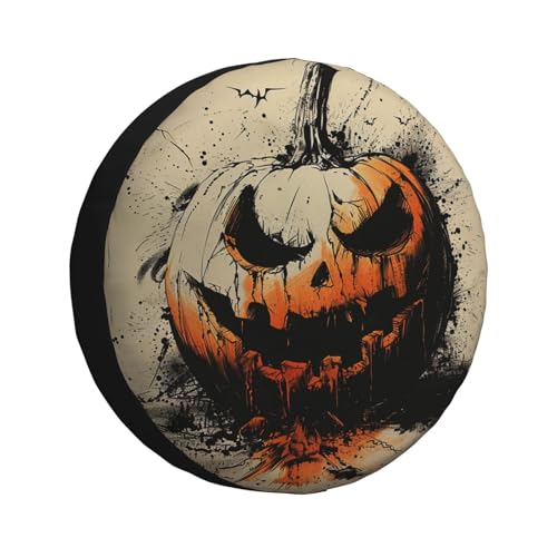 Image of Scary Pumpkin Spare Tire Cover Weatherproof Universal Halloween Decorations Wheel Protectors Wheel Covers for Rv Camper Travel Trailer SUV Truck 14 Inch