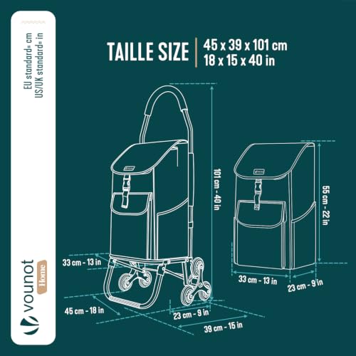 VOUNOT® Aluminium Einkaufstrolley Treppensteiger, Trolly Einkaufswagen Klappbar, Hackenporsche mit...