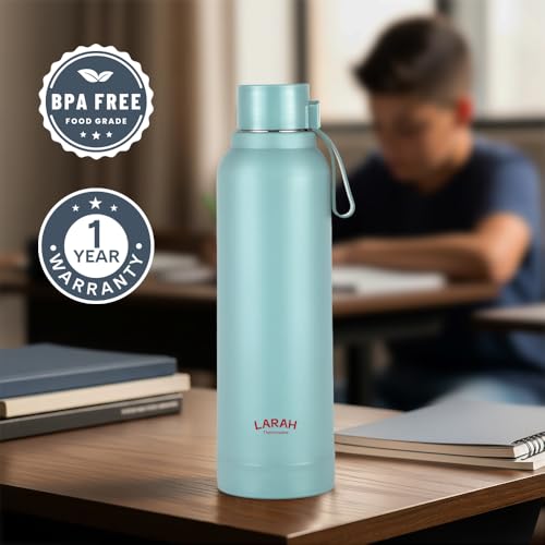 Image of Larah by Borosil 700 ml Orbit Mint Stainless Steel Water Bottle | Made in India Pu Insulated Thermoware | Leakproof, BPA Free| Bottle for Office, School, College & Gym, Daily Use | 1 Year Warranty