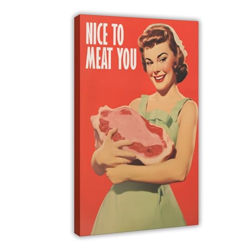 Poster Nice to Meat You en toile idee cadeau decoration 40x60