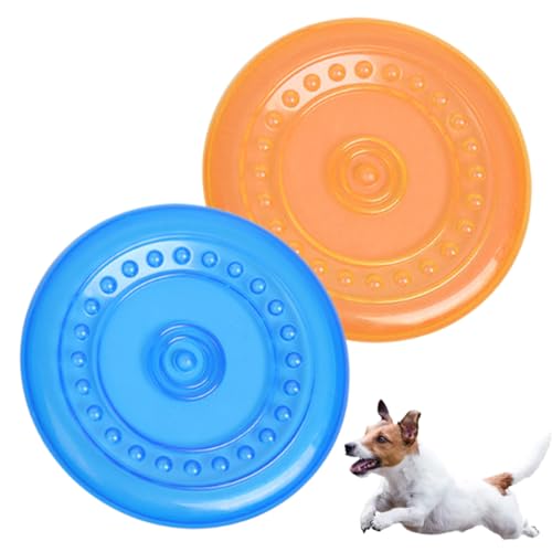 YIPFEN 2 PCS Frisbee pour Chien, Caoutchouc Naturel, Flottant pour Terre et Eau, Entraînement, Lanc… – Vignette
