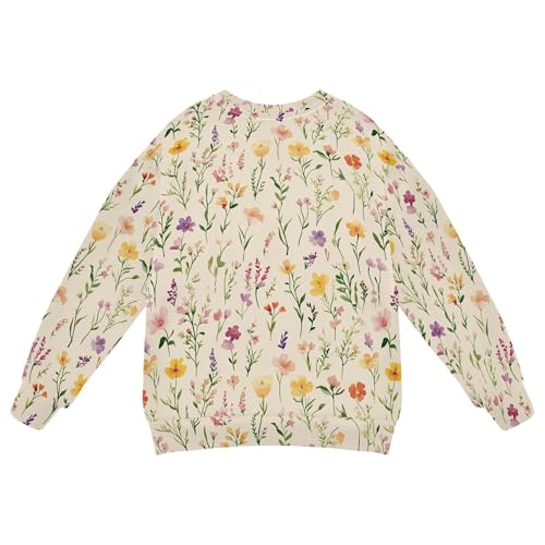 JUNZAN Summer Flowers Orchid Freesia Beige Little Girls Hoodie Sweatshirt Crewneck Kids Pullover Hoodie Sports 4T2