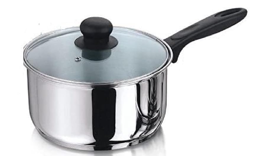 Nobel Stainless Steel Deep Saucepans with Glass Vented Lid,Phenolic Heat Resistant Handles, Encapsulated Bottom, Ideal for All hobs. Uncoated (Diameter 20 cm - 3.0 Litre)