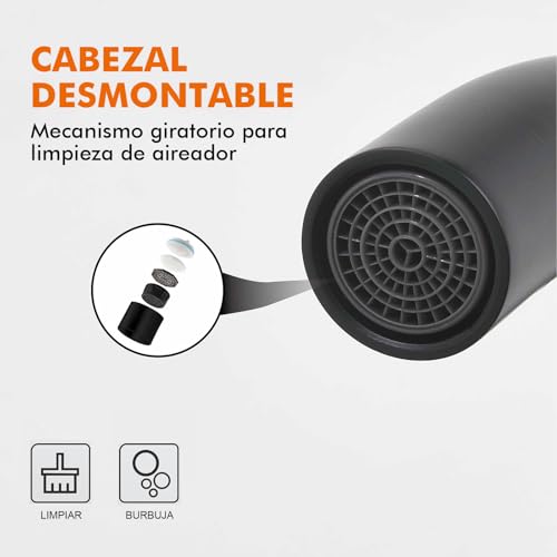 Miniatura 6 de Grifema, G4008b Grifo De Cocina, 360 Grados Giratorio Cocina Monomando Fregadero Agua Fría Y Caliente, Negro