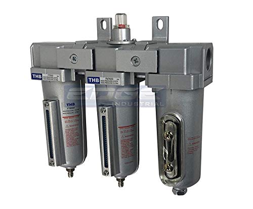 3 STAGE, INDUSTRIAL GRADE IN-LINE COALESCING FILTER & DESICCANT AIR DRYER COMBINATION WITH METAL BOWLS FOR SPRAY GUN EQUIPMENT PAINT BOOTH COMPRESSOR, PLASMA CUTTER (1/2\" MANUAL DRAIN)