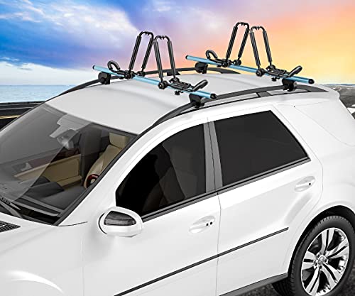 DRSPORTS Two Pairs Universal Foldable J-Bar Kayak Rack Folding Car Roof Top Carrier for Canoe, SUP, Kayaks, Surfboard and Ski Board Rooftop Mount on SUV, Car and Truck - Thumbnail 6