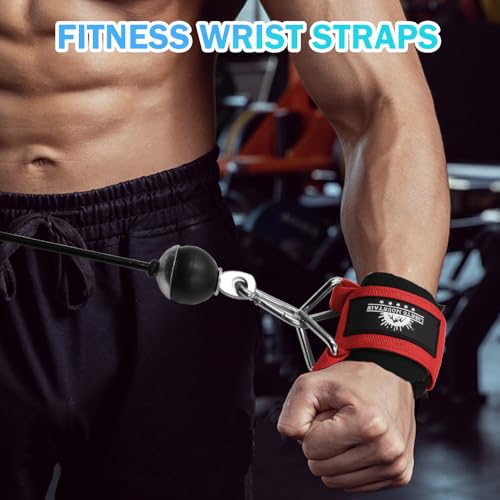 Image of Adjustable Wrist Cuffs Neoprene Padded Straps for Cable Machines Strength Training Equipment