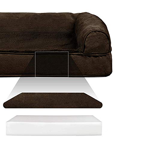 Image of Furhaven Orthopedic Dog Bed for Large Dogs w / Removable Bolsters & Washable Cover, For Dogs Up to 125 lbs - Plush & Suede Sofa - Espresso, Jumbo Plus /XXL