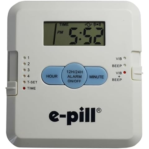 e-Pill 4 Alarm Pocket Pill Organizer and Medicine Pillbox with Pill Reminder - Vibrates and/or Beeps - Fits in Shirt Pocket Cover
