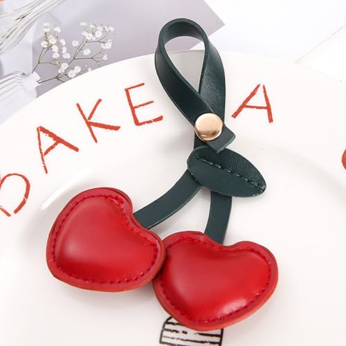 Brown Bear Bag Charm,2PCS Cute Leather Charms for Handbags Bag, Backpack, Car,Cherry PU Key Bag Accessories Charms Gift for Girls Women.3