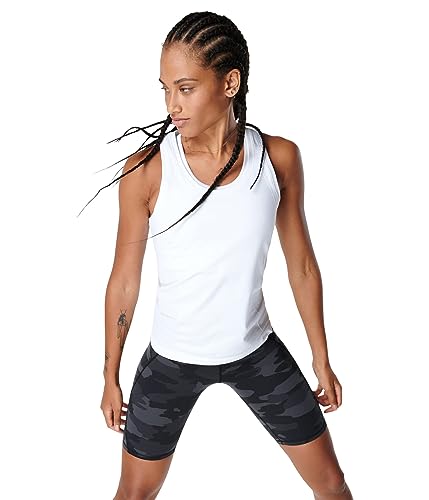 Sweaty Betty Women's Athlete Racer Back Seamless Workout Tank Top Shirt, White, Small