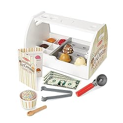 Melissa & Doug Wooden Scoop and Serve Ice Cream Counter (28 pcs) – Play Food and Accessories – Pretend Food, Ice Cream…