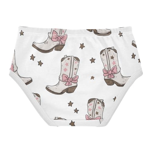 Wusikd Cowgirl Boots Girls' Underwear Cotton Pink Bows Stars Girls Briefs Soft Toddler Underwear 2T2
