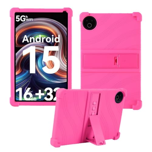 HminSen Case for Evermyth Tablet 10 Inch Kids Friendly Soft Silicone Adjustable Stand Cover for Everyuth 10 inch KB1001/KB1004/KB1001L/KB1004L Tablet (Rose)