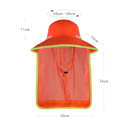 Image of Unisex High Visibility Reflective Bucket Hat Mesh Wide Brim Work Safety Boonie Hat Sun Protection Packable Sun Cap Bucket Cap