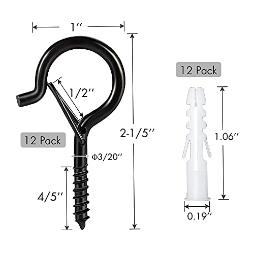 Waterluu 12 Pcs Q Hanger Hooks With Safety Buckle,Ceiling Hooks,Plant Hooks, Outdoor Light Hooks For Hanging Patio Lights, Christmas Lights,Plants,Flowers (12Pcs +12 Pipes) #TOP5