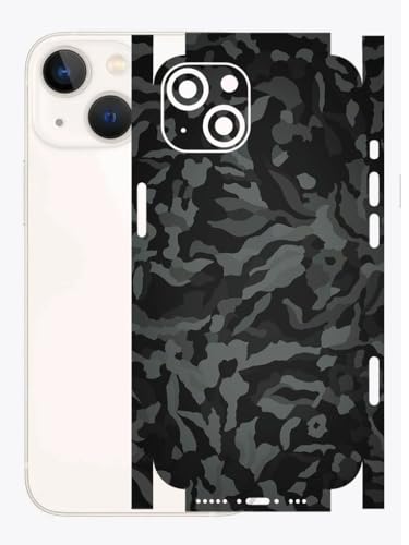Image of AtOdds - Full Body Back Screen Guard Protector Film - 3D Textured Lamination Wrap Skin Sticker for iPhone 13 mini | Scratchproof Matte Finish (Design - Black Camo)