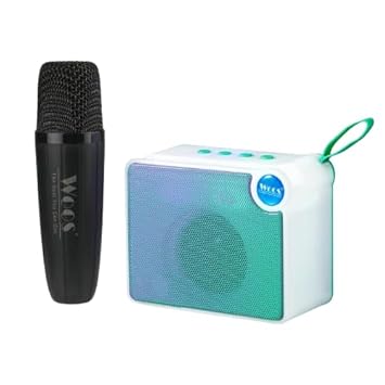 KSD WOOS WS-92M 10W Bluetooth Speaker with Wireless Microphone, Portable Rechargeable Speaker with RGB Light, Loud Sound, Mini Music Speaker for Home, Party & Travel