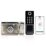 5-in-1 Smart Gate Lock: Fingerprint Touch, Remote Tuya App, PIN Keypad, IC Card & Key | Heavy-Duty Waterproof Rim Door Lock for Outdoor Fence, Airbnb, DIY Install