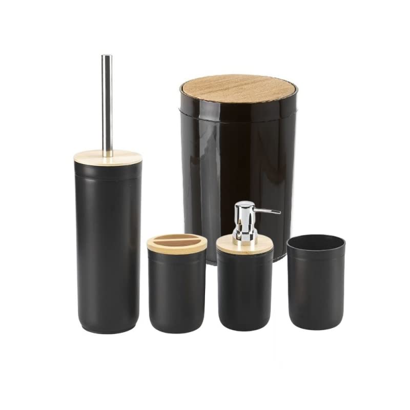 Ebony set accessori bagno nero portasapone portaspazzolini scopino