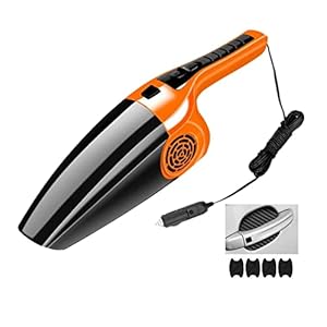 BK 10 IMPORT & EXPORT Hand Held Car Vacuum Cleaner, Plastic(ABS), Corded up to 5 Mtr Extension Wire with Brush, EVA Hose Pipe, Long Flat Mouth Suck & Auxiliary Joint (Black & Orange, 12 V)