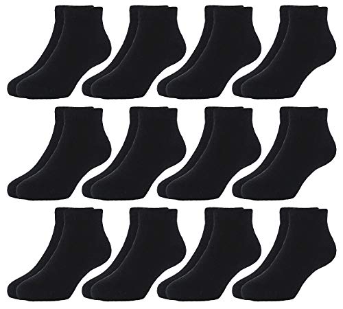 Image of Hzcojulo Kids Toddler Half Cushion Low Cut Athletic Ankle Cotton Socks for Boys Girls Size Age 1-15 Years -12 Pairs