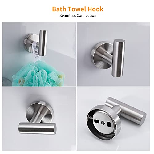 Cilee 8 Piece Brushed Nickel Bathroom Hardware Set, 24inch Bathroom Towel bar+Towel Ring+Toilet Paper Holder+ Robe Towel Hook, SUS304 Stainless Steel Bathroom Accessory Set - Image 5