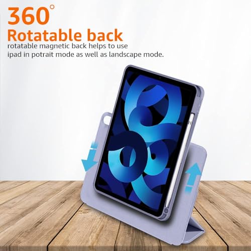 Image of Amazon Basics Magnetic Case for Apple iPad Air 11 Inch M2 2024, Air 6th /5th Gen 2022 /4th Gen 2020 | Trifold Stand, Detachable Back, Transparent Flip Cover (Lavender)