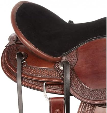 BNB International Leather Western Endurance Trail Horse Saddle Handmade Comfort with Horn Equestrian Horseback Riding Tack, Matching Headstall,Breast Collar,Reins Size:14"-18" inches Seat, M07