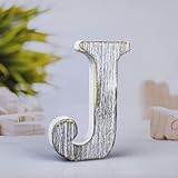 WOODOUNAI 4 Inch Wood Letters Unfinished Rustic Wood Letters for Wall Decor Decorative Standing Letters Slices Sign Board Decoration for Craft Home Party Projects (J)