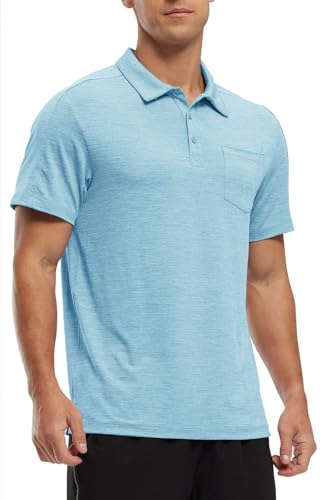 Image of Rdruko Men's Polo Shirts Short Sleeve Quick Dry Outdoor Golf Sports Shirts with Pocket