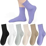 6 Pairs Crew Socks for Women, Womens Socks Cotton Dress Thin Ankle Colorful Lightweight Breathable Size 5-9