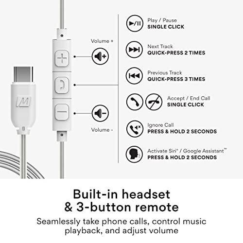 Image of MEE Audio M6 Sport USB-C Wired Earbuds with Memory Wire Earhooks, Headset with Mic & 3-Button Remote for iPhone 15, iPad, Other USB Type C Devices; in Ear Headphones for Running /Gym /Workouts, Clear