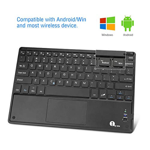 1 BY ONE Tastiera Bluetooth Ultra Sottile con Multi Touch Integrato Touch Pad e Batteria Ricaricabile per Android e Windows, Tastiera Wireless, Nera