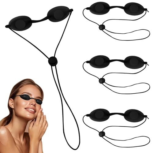 HINGTAI 4 paia di occhiali protettivi neri per abbronzatura, occhiali per terapia a luce rossa, occhiali protettivi UV per lettini abbronzanti, esposizione al sole, IPL e luce LED.