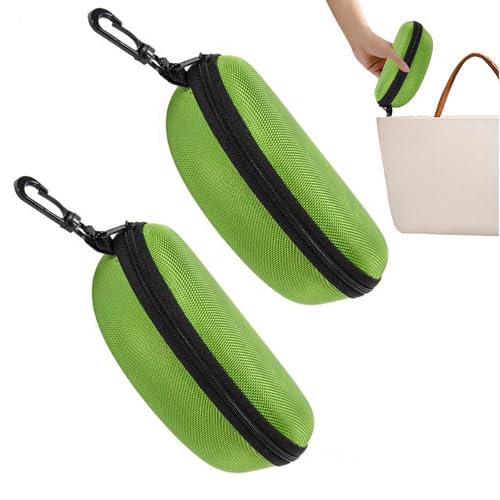 Fierudeng Étui À Lunettes De Soleil Portable, 2 Pièces Étui Rigide En EVA Avec Crochet, Étanche Et Résistant Aux Chocs Avec Fermeture Éclair Et Doublure En Feutre Pour Hommes Et Femmes