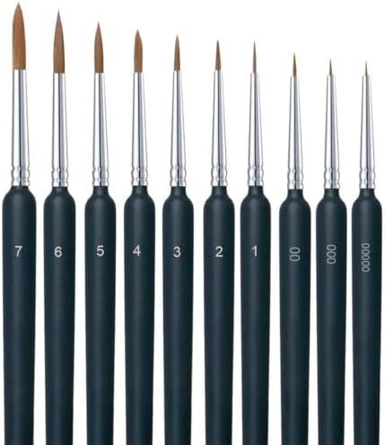 11 Piece Fine Detail Paint Brush Set - Miniature Brushes For Acrylic, Watercolor & Model Painting
