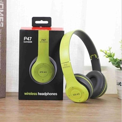 icall Best Sound Quality Latest P47 with Mic & SD Card Support 6 Hour Battery Backup Bluetooth Headset (On The Ear) (Green)-image-11