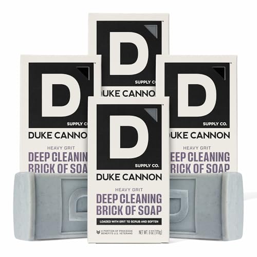 Duke Cannon Heavy Grit Deep Cleaning Brick of Soap – Exfoliating Men’s Bar Soap with Volcanic Sand, Shea Butter & Aloe Vera – Mandarin & Mint Scent, 6 oz. (4-Pack)