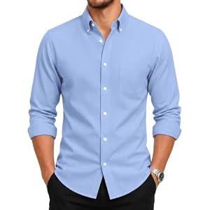 Men's Wrinkle-Resistant Long Sleeve Oxford Button Down Dress Shirts | Regular and tall Size(XS-4XL tall),Lightweight,Breathable,Easy Care,Multiple Color,All-Season Wear,Business & Casual Sma