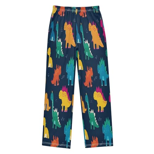 Cute Dinosaurs Blue Pattern Lounge Pajama Pants Soft PJ Bottoms for Sleepwear Ages 6-14 Years