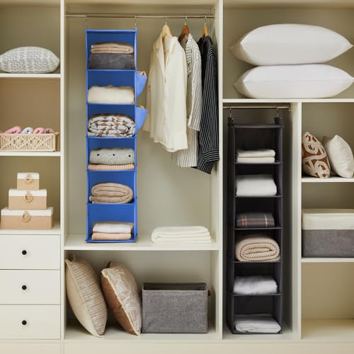 Image of YOUDENOVA Hanging Closet Organizer and Storage, 6-Shelf, Blue