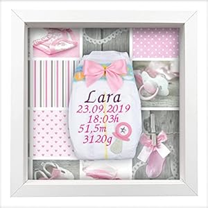 Tanjo bestickte Windel im Rahmen weiß, Mädchen, individuell personalisierbar I Windel bestickt, Paten Windel, bestickte…