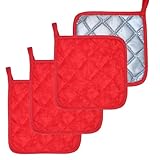 4 Pack Pot Holders for Kitchen Clearance Oven Potholders Sets for Kitchens Hot Pads for Kitchen Countertops Heat Resistant Red