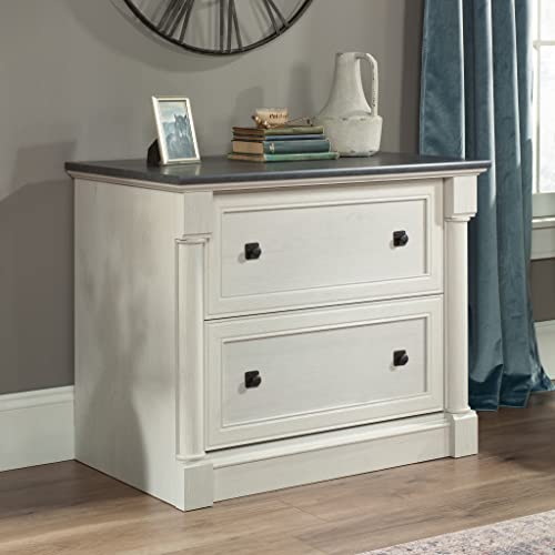 Image of Sauder Palladia 2 Drawer File Cabinet, Lateral Filing Cabinets for Home Office, Hanging File Folders Organizer, Interlocking Drawers, in Glacier Oak Finish