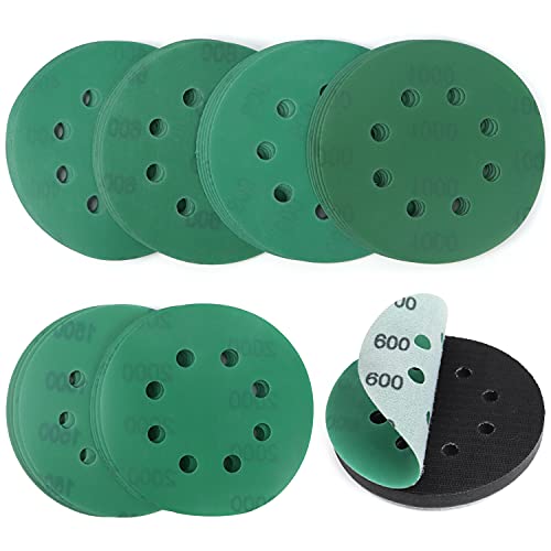 125mm Klett 30 Stück Profi Schleifscheiben für Exzenterschleifer Schleifscheiben 8 Loch Siliziumkarbid 400/600/800/1000/1500/2000… Cover